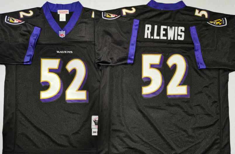 Baltimore Ravens 52 Ray Lewis 2000 Throwback Black Jersey
