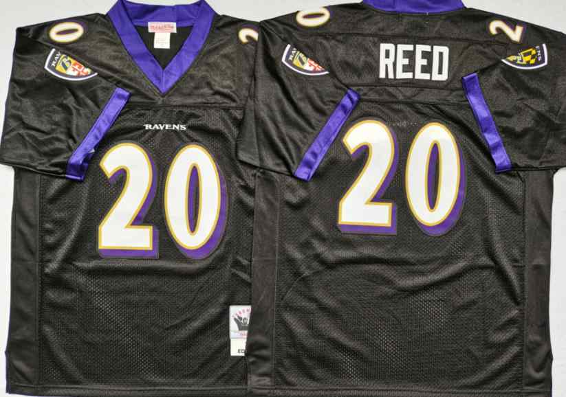 Baltimore Ravens 20 Ed Reed 2004 Throwback Black Jersey