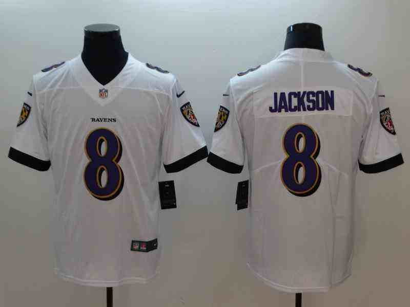 Nike Ravens 8 Lamar Jackson White Vapor Untouchable Limited Jersey