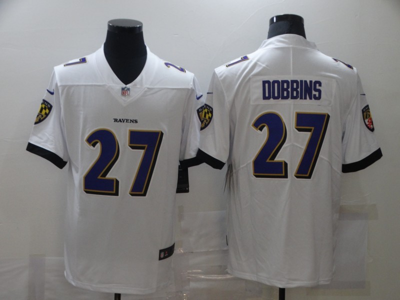 Nike Ravens 27 J.K. Dobbins White Vapor Untouchable Limited Jersey