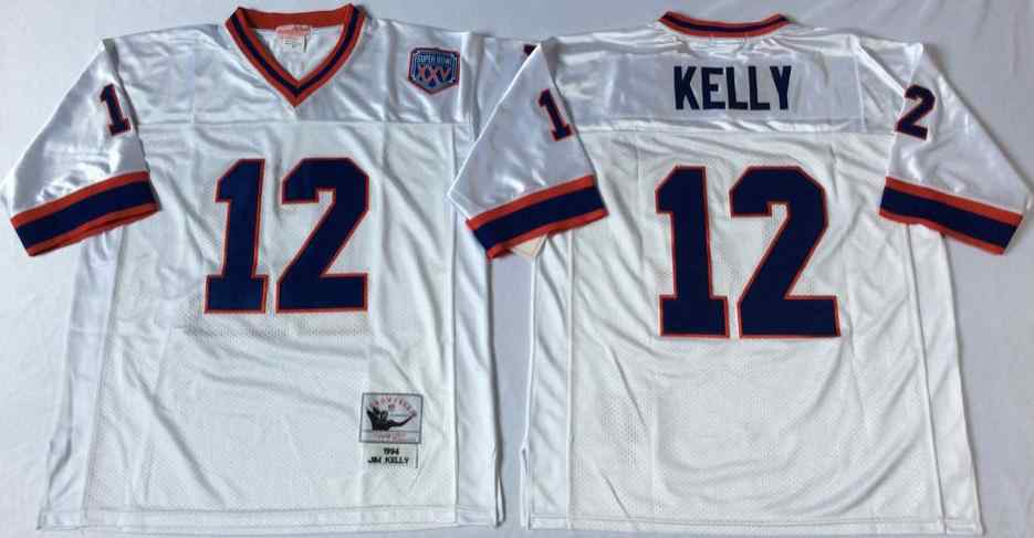 Buffalo Bills 12 Jim Kelly 1990 Throwback White Jersey