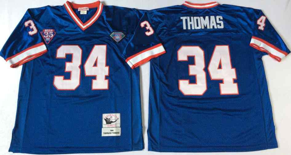 Buffalo Bills 34 Thurman Thomas 1994 Throwback Blue Jersey