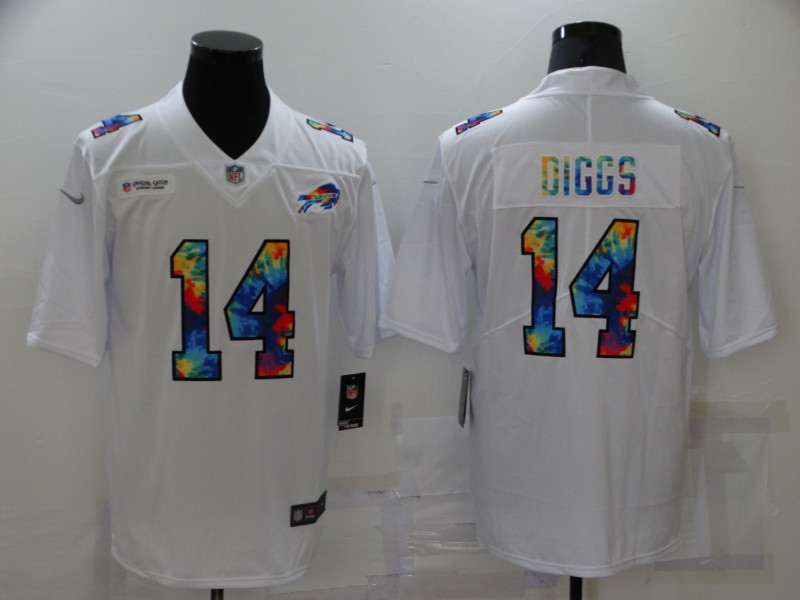 Nike Bills 14 Stefon Diggs white Vapor Untouchable Rainbow Limited Jersey