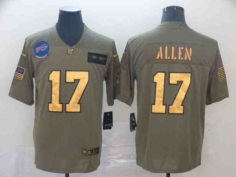 Nike Bills 17 Josh Allen 2019 Olive Gold Salute To Service Limited Jersey
