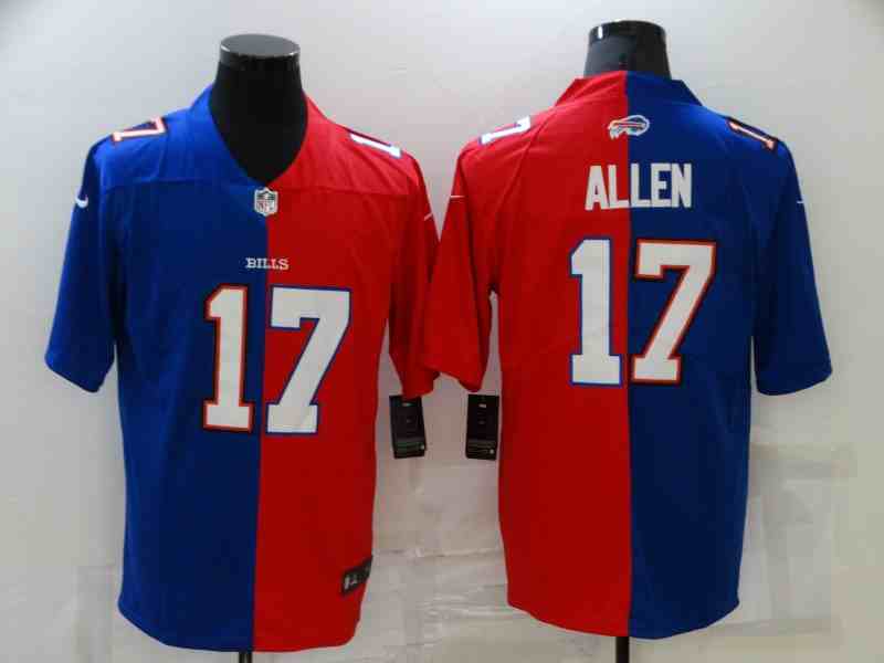 Men's Buffalo Bills 17 Josh Allen Blue Red Two Tone 2021 Vapor Untouchable Stitched NFL Nike Limited Jersey