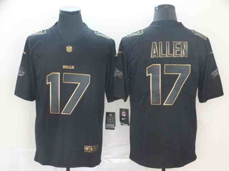 Nike Bills 17 Josh Allen Black Gold Vapor Untouchable Limited Jersey