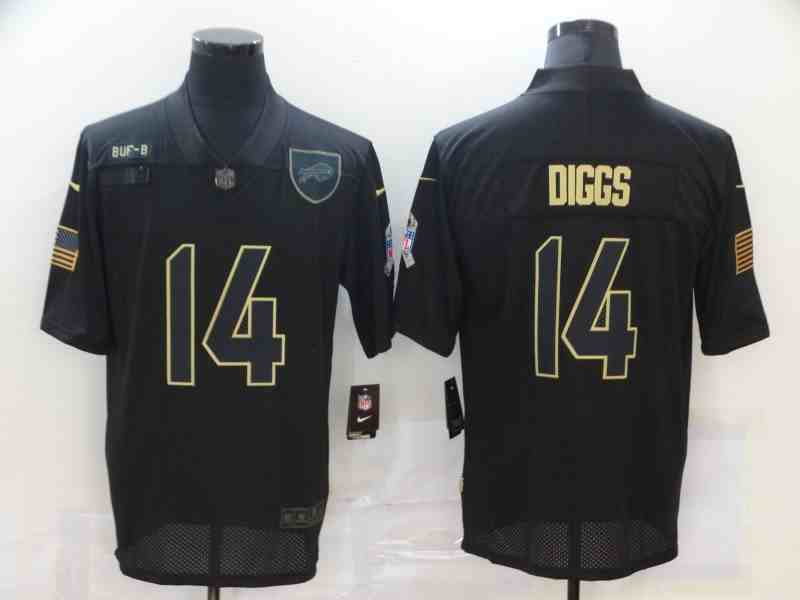 Nike Bills 14 Stefon Diggs Black 2020 Salute To Service Limited Jersey