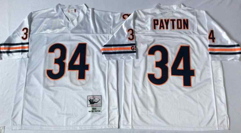 Chicago Bears 34 Walter Payton Throwback White Jersey