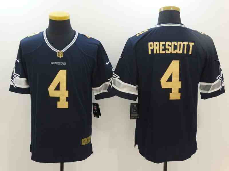 Nike Cowboys 4 Dak Prescott Navy Gold Limited Jersey
