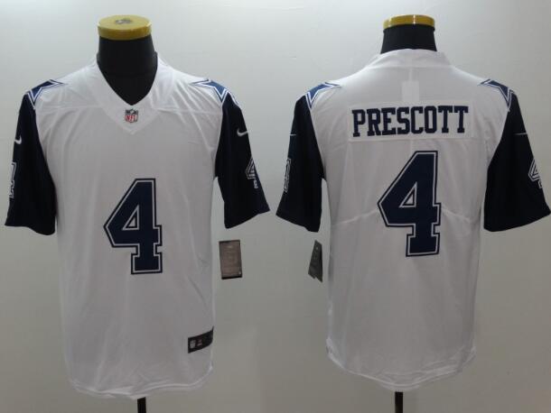 Nike Dallas Cowboys 4 Prescott White Men's Stitched Limited Color Rush Jersey
