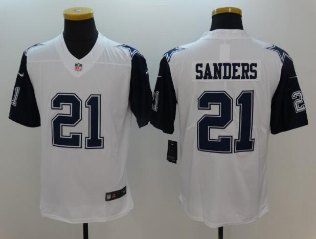 New Nike Dallas Cowboys 21 Deion Sanders  White Men's Stitched Limited Color Rush Jersey