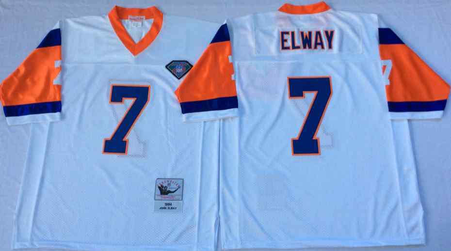 Denver Broncos 7 John Elway 1994 Throwback White Jersey