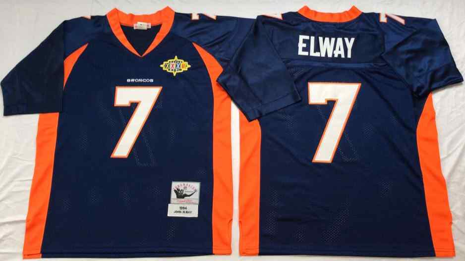 Denver Broncos 7 John Elway 1997 Throwback Blue Jersey