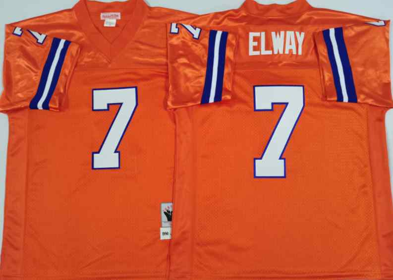 Denver Broncos 7 John Elway 1990 Throwback Orange Jersey