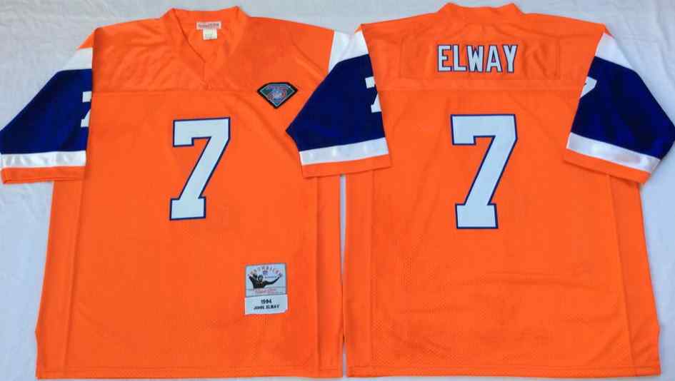 Denver Broncos 7 John Elway 1994 Throwback Orange Jersey