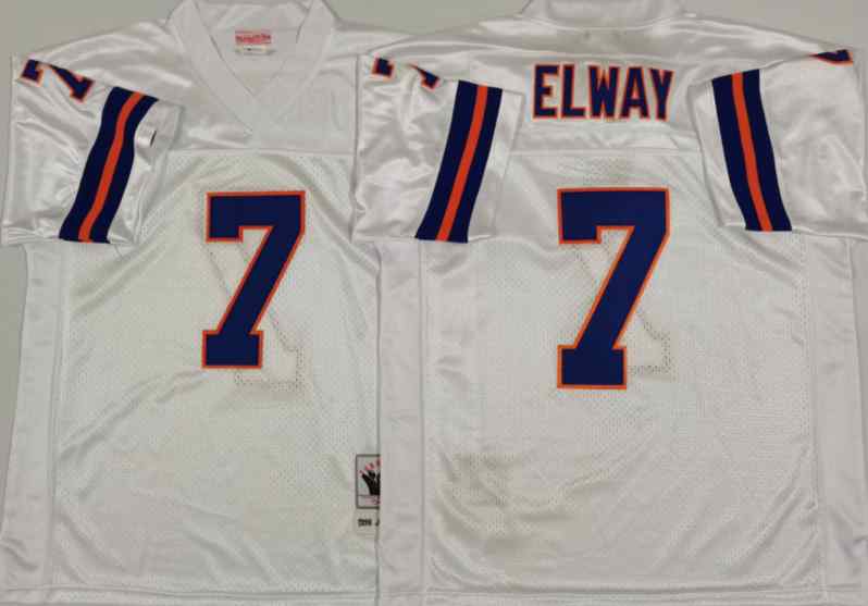 Denver Broncos 7 John Elway 1990 Throwback White Jersey