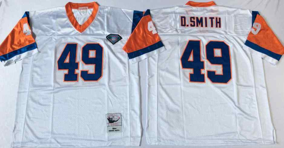 Denver Broncos 49 Dennis Smith 1994 Throwback White Jersey