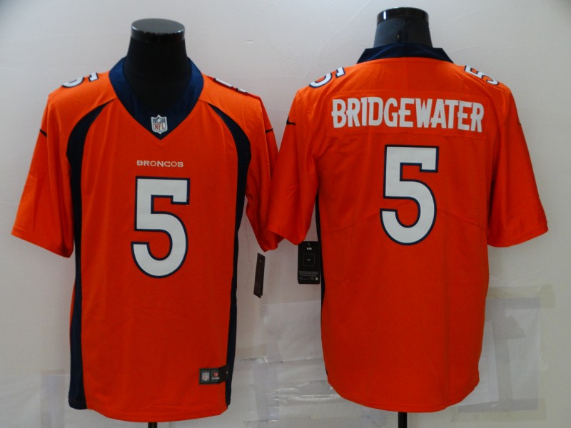 Men's Denver Broncos 5 Teddy Bridgewater Orange 2021 Color Rush Stitched NFL  Limited Jerse