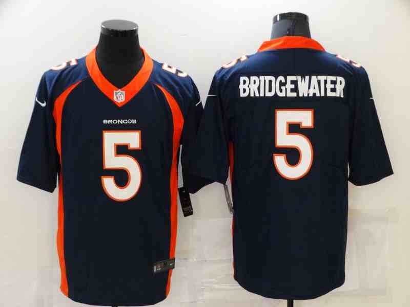 Men's Denver Broncos 5 Teddy Bridgewater Navy Blue 2021 Vapor Untouchable Stitched NFL Nike Limited Jersey