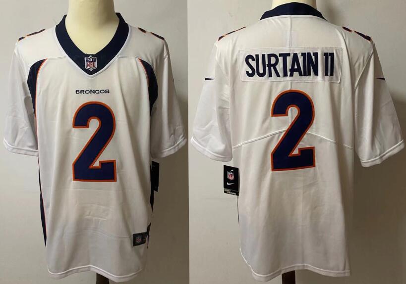 Men's Denver Broncos 2 Surtain II White 2021 Color Rush Stitched NFL Nike Limited Jerse