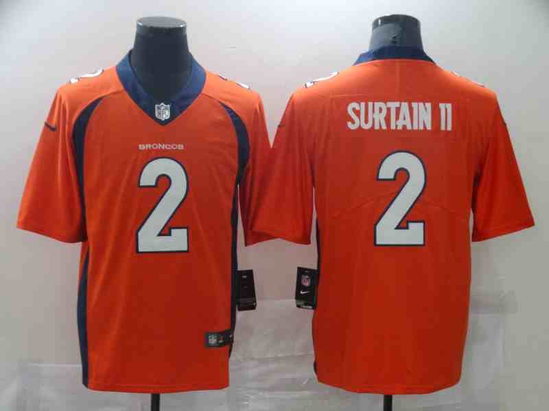 Men Denver Broncos 2 Surtain II Orange Nike Vapor Untouchable Limited 2021 NFL Jersey