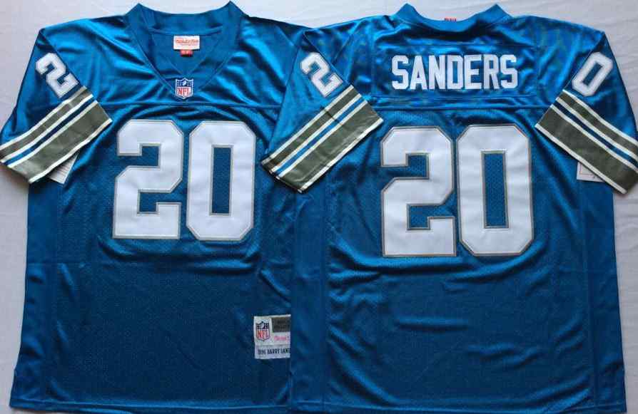 Detroit Lions 20 Barry Sanders 1996 Throwback Light Blue Jersey
