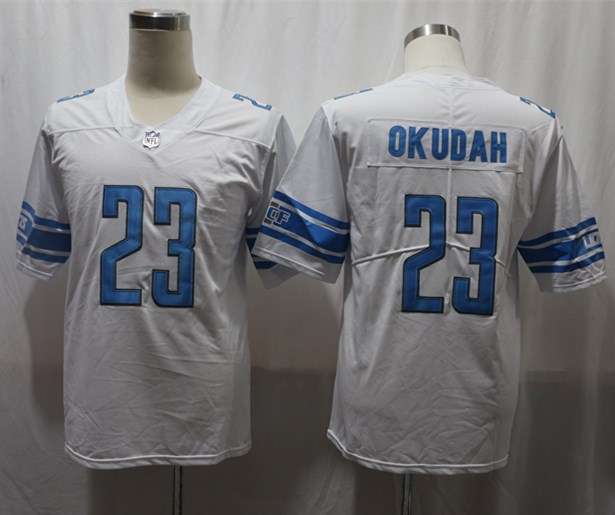 MEN’S Nike Lions 23 Jeff Okudah White  Color  Rush Limited Jersey