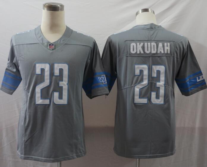 MEN’S Nike Lions 23 Jeff Okudah Gray  Color  Rush Limited Jersey