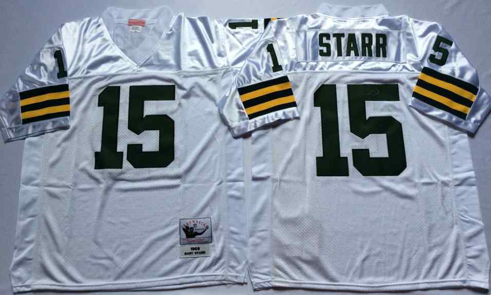 Green Bay Packers 15 Bart Starr Throwback White Jersey