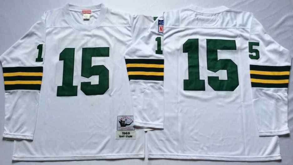 Green Bay Packers 15 Bart Starr 1969 Throwback White Jersey