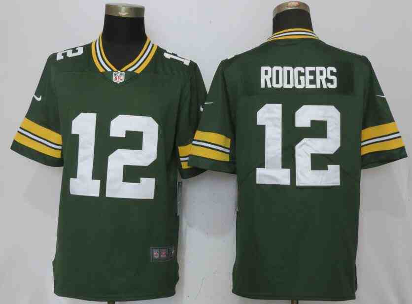 New Nike Green Bay Packers 12 Rodgers Green Vapor Untouchable Limited Jersey