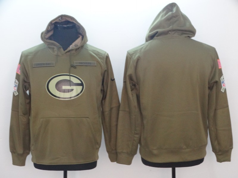 Men's Nike Olive Green Bay Packers Salute to Service Sideline Therma Performance Pullover Hoodie