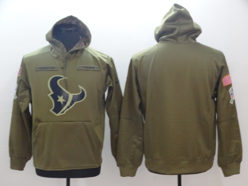 Men's Nike Olive Houston Texans Salute to Service Sideline Therma Performance Pullover Hoodie