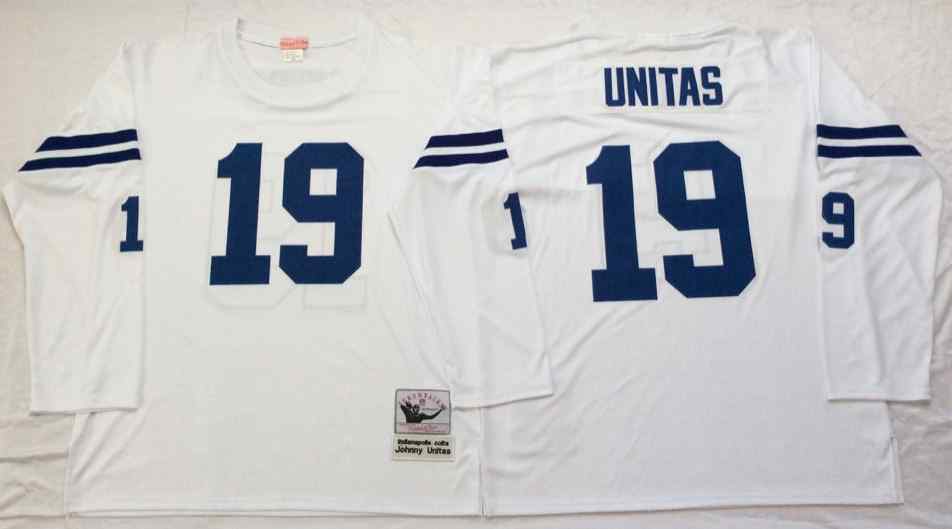 Baltimore Colts 19 Johnny Unitas 1970 Throwback White Jersey