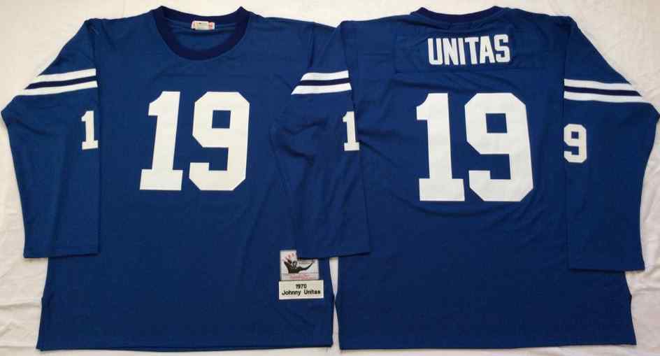 Baltimore Colts 19 Johnny Unitas 1970 Throwback Blue Jersey