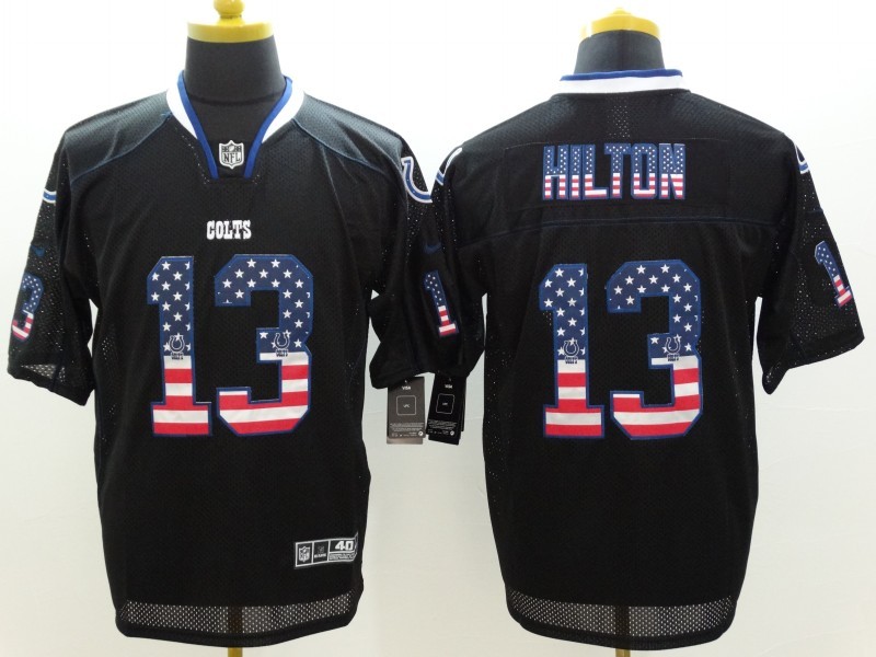Nike Colts 13 T Y Hilton Black USA Flag Fashion Limited Jersey