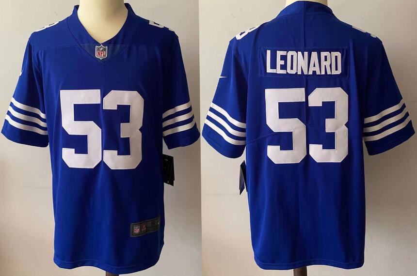 Men Indianapolis Colts 53 Darius Leonard Blue Nike Vapor Untouchable Limited 2021 NFL Jersey