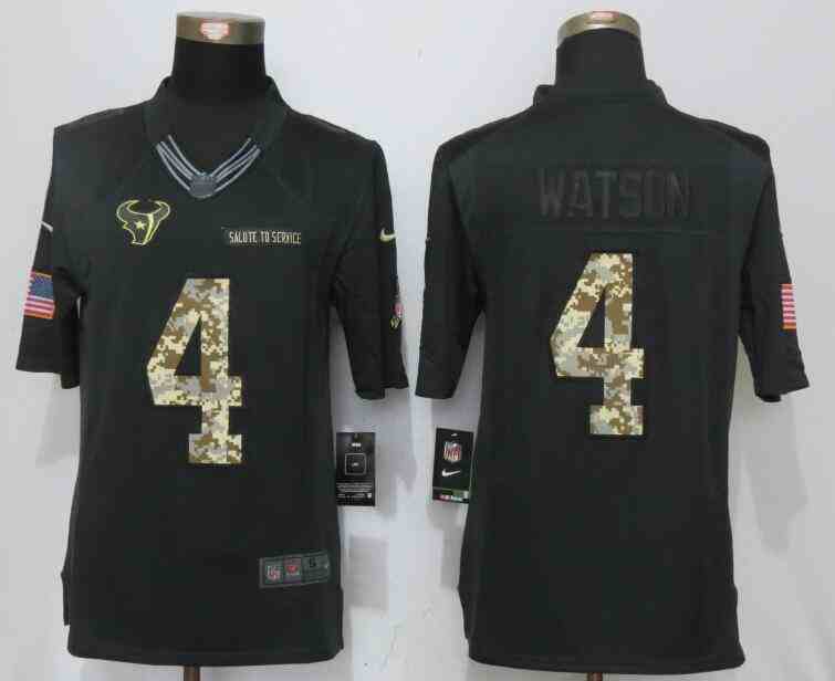 New Nike Houston Texans 4 Watson Anthracite Salute To Service Limited Jersey