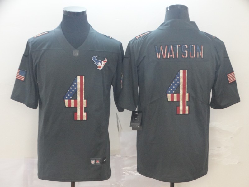 Nike Texans 4 Deshaun Watson 2019 Salute To Service USA Flag Fashion Limited Jersey