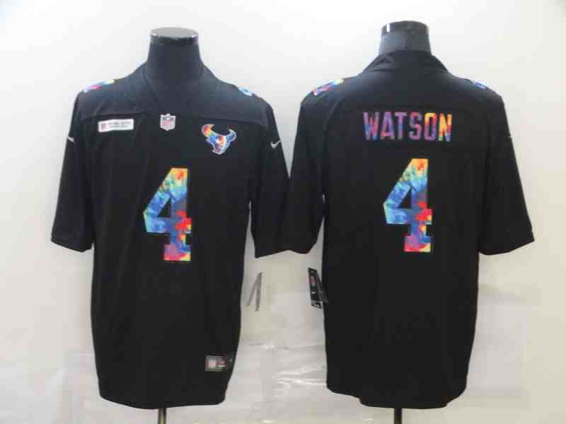 Nike Texans 4 Deshaun Watson Black Vapor Untouchable Rainbow Limited Jersey