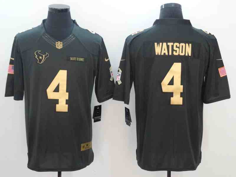 Nike Texans 4 Deshaun Watson Anthracite Gold Salute To Service Limited Jersey