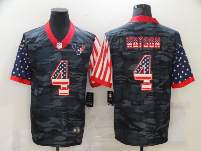 Nike Texans 4 Deshaun Watson Camo 2020 USA Flag Salute To Service Limited Jersey