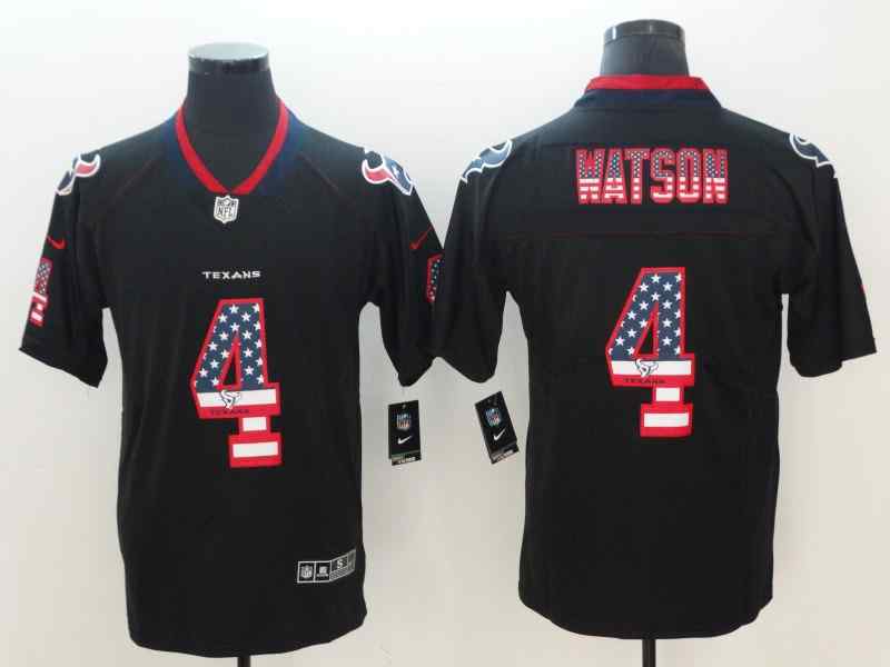 Nike Texans 4 Deshaun Watson Black USA Flag Fashion Color Rush Limited Jersey