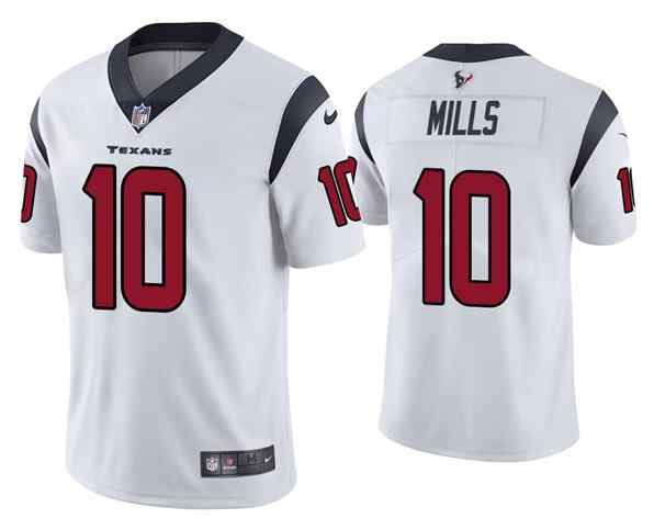 Men's Houston Texans 10 Davis Mills White Vapor Untouchable Limited Stitched Jersey