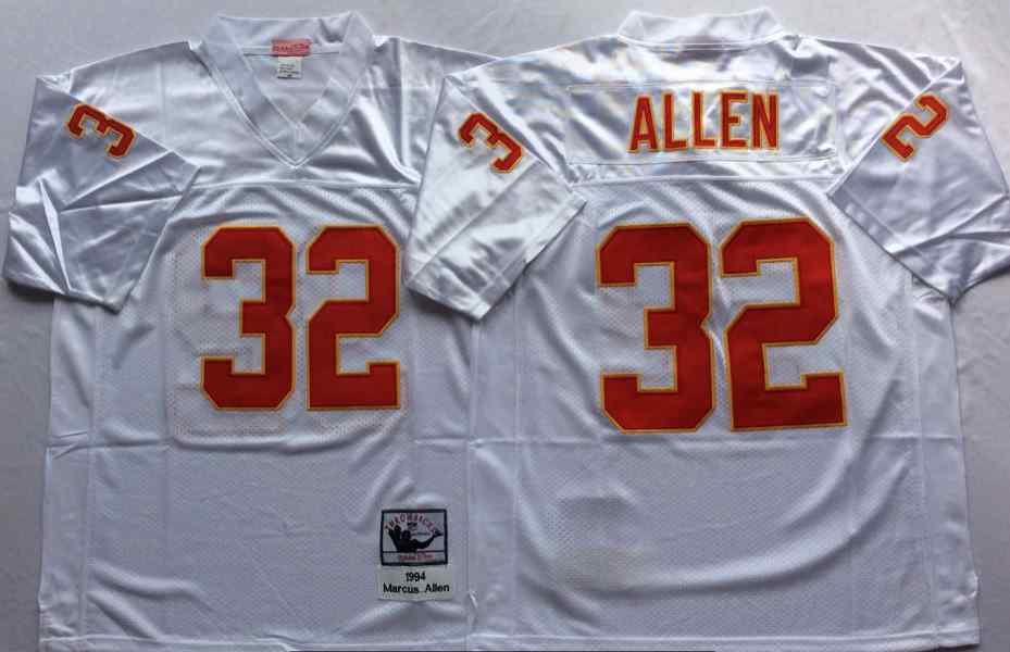Kansas City Chiefs 32 Marcus Allen 1994 Throwback White Jersey