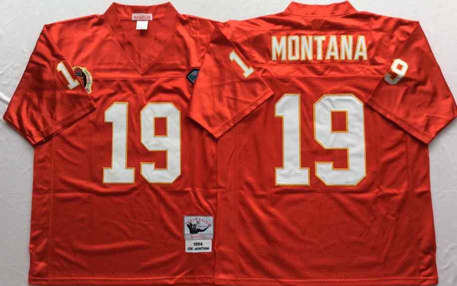 Kansas City Chiefs 19 Joe Montana 1994 Throwback Red Jersey