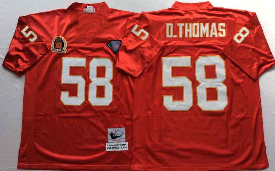 Kansas City Chiefs 58 Derrick Thomas Throwback Red Jersey