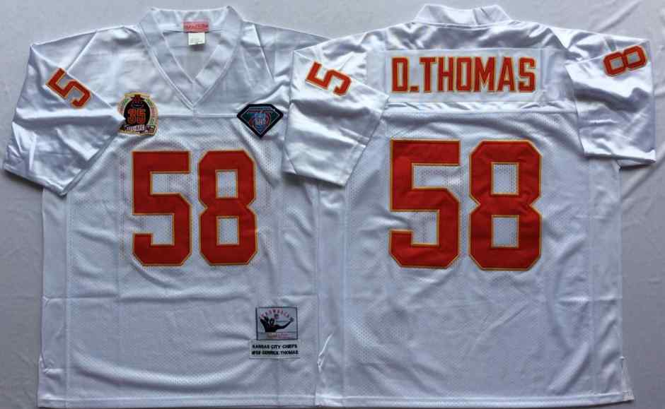 Kansas City Chiefs 58 Derrick Thomas Throwback White Jersey