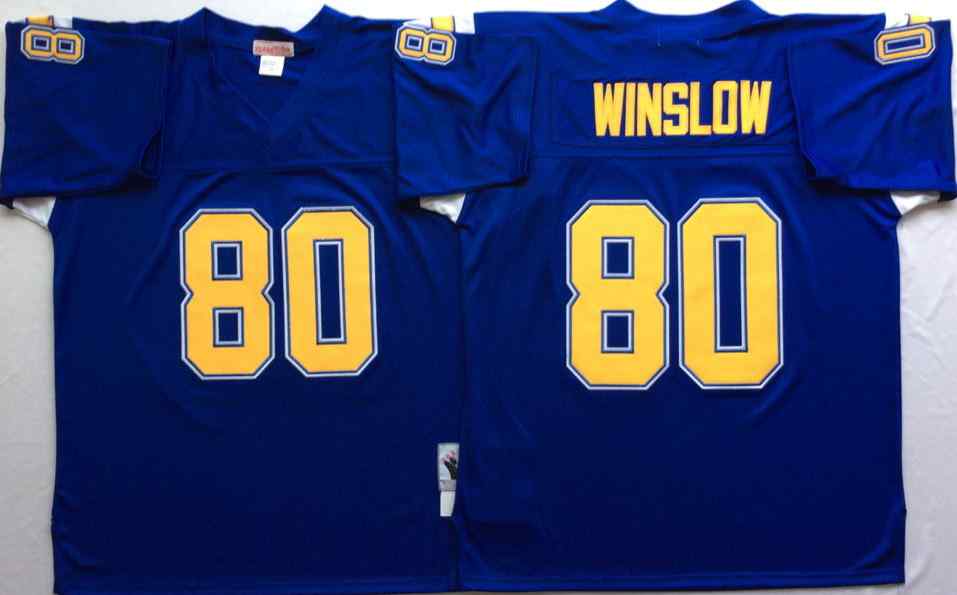 Chargers 80 Kellen Winslow Throwback Blue Jersey