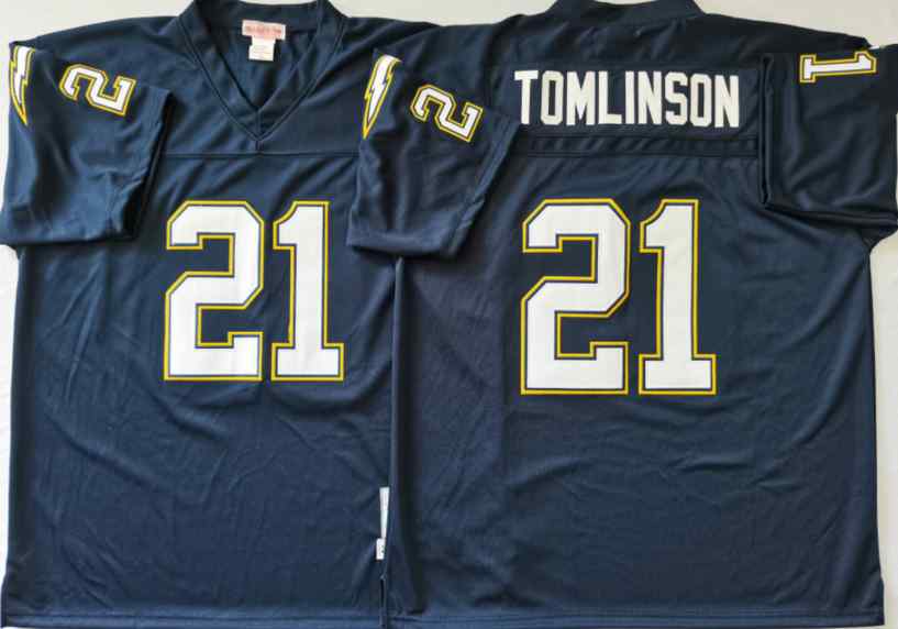 Chargers 21 Tomlinson Dark Blue Throwback jersey